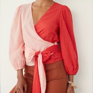FARM Rio Pink and Red Wrap Blouse